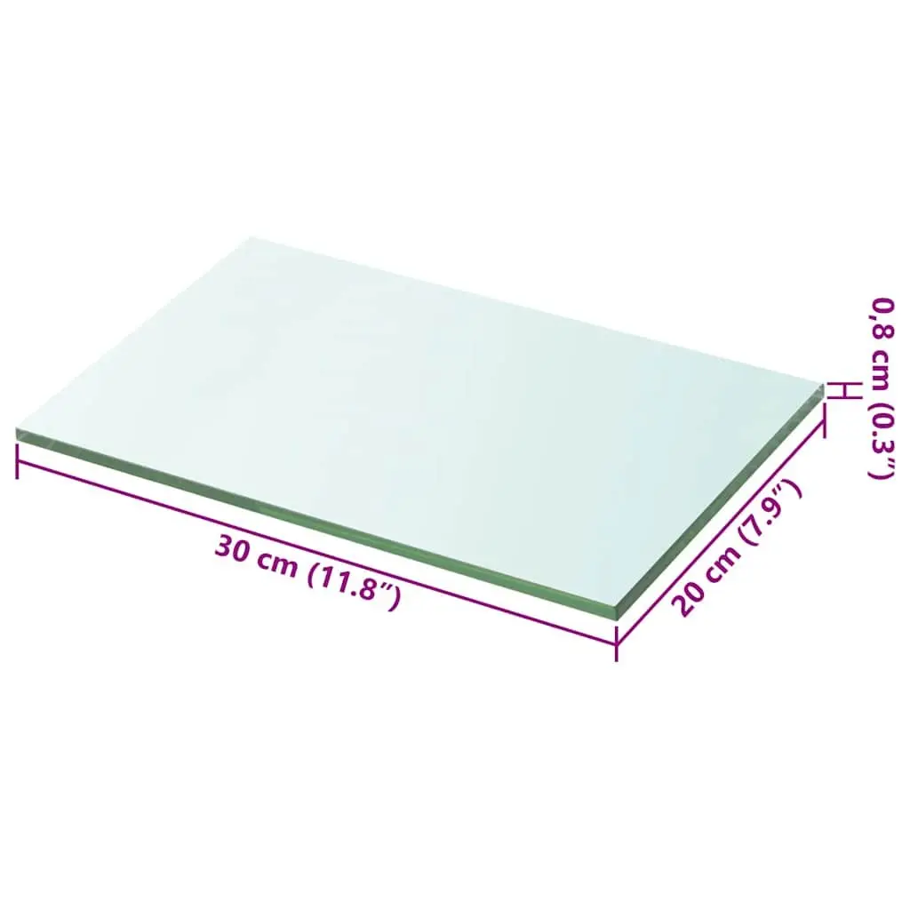 Tempered Glass Shelf Panel Display Ledge Clear 20x30cm for Home and Retail Use