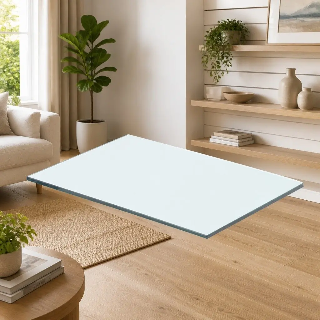 Tempered Glass Wall Shelf Panel Clear 40x20cm Display Unit