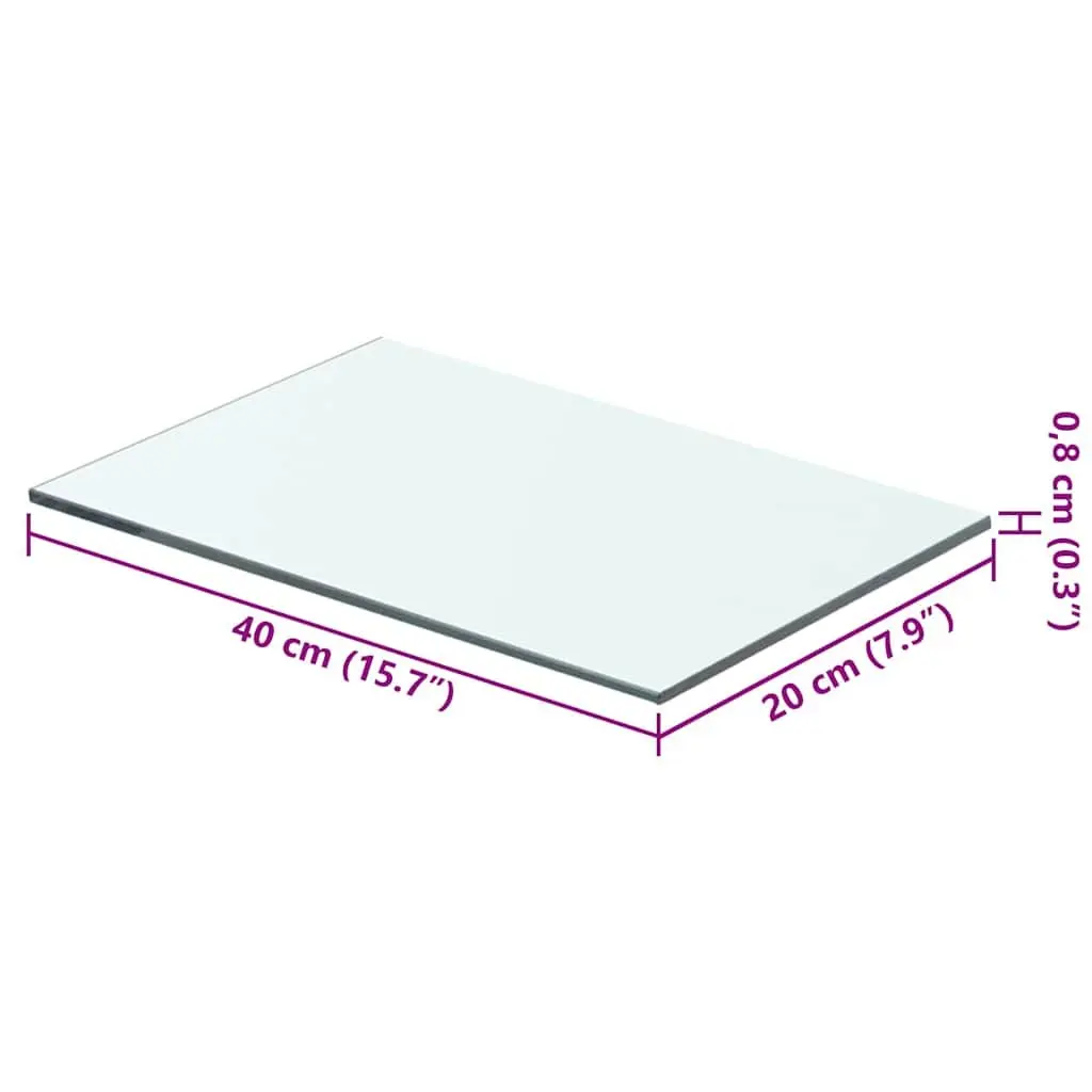 Tempered Glass Wall Shelf Panel Clear 40x20cm Display Unit