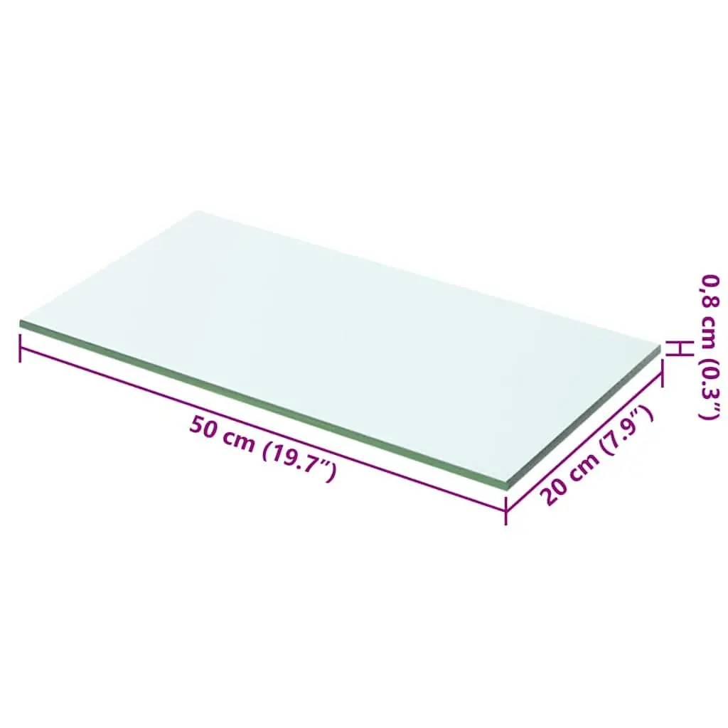 Glass Shelf Panel Wall Mount Display 50x20 cm Clear Tempered Glass
