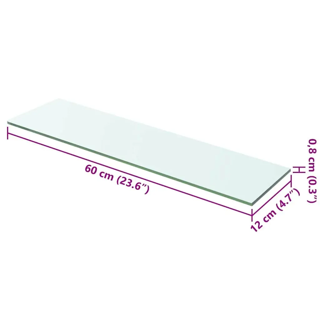 Glass Shelf Panel Display 60x12 cm Clear Transparent