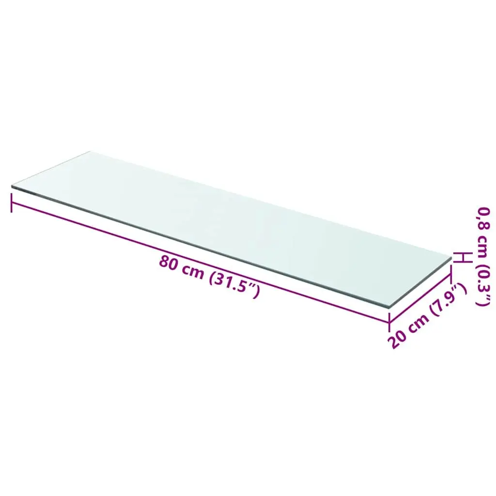 Tempered Glass Shelf Panel 80x20 cm