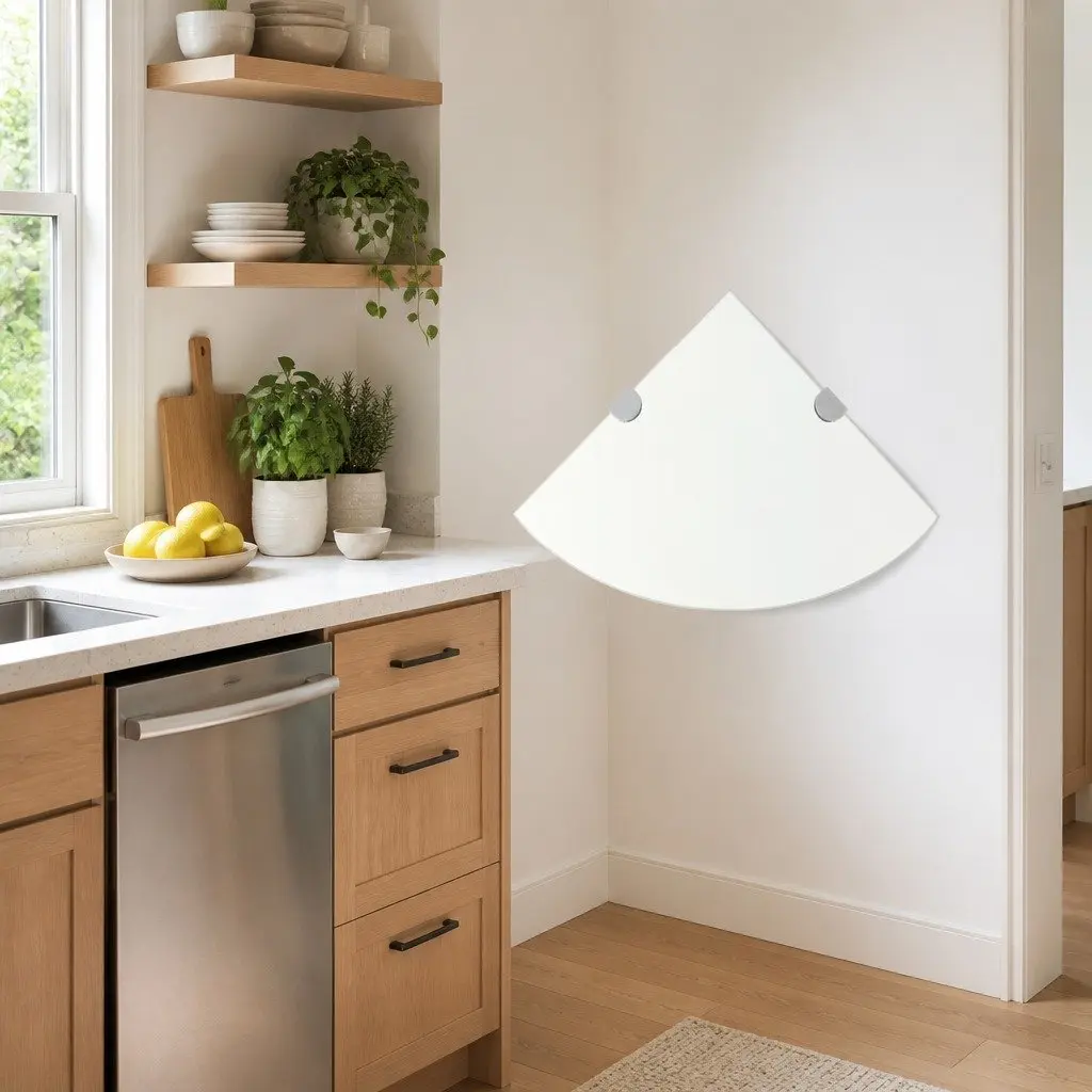 Corner Wall Shelf with Chrome Support Brackets