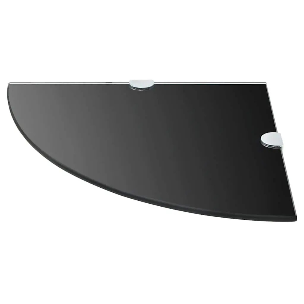 Corner Wall Shelf Black Glass Floating Storage 25cm