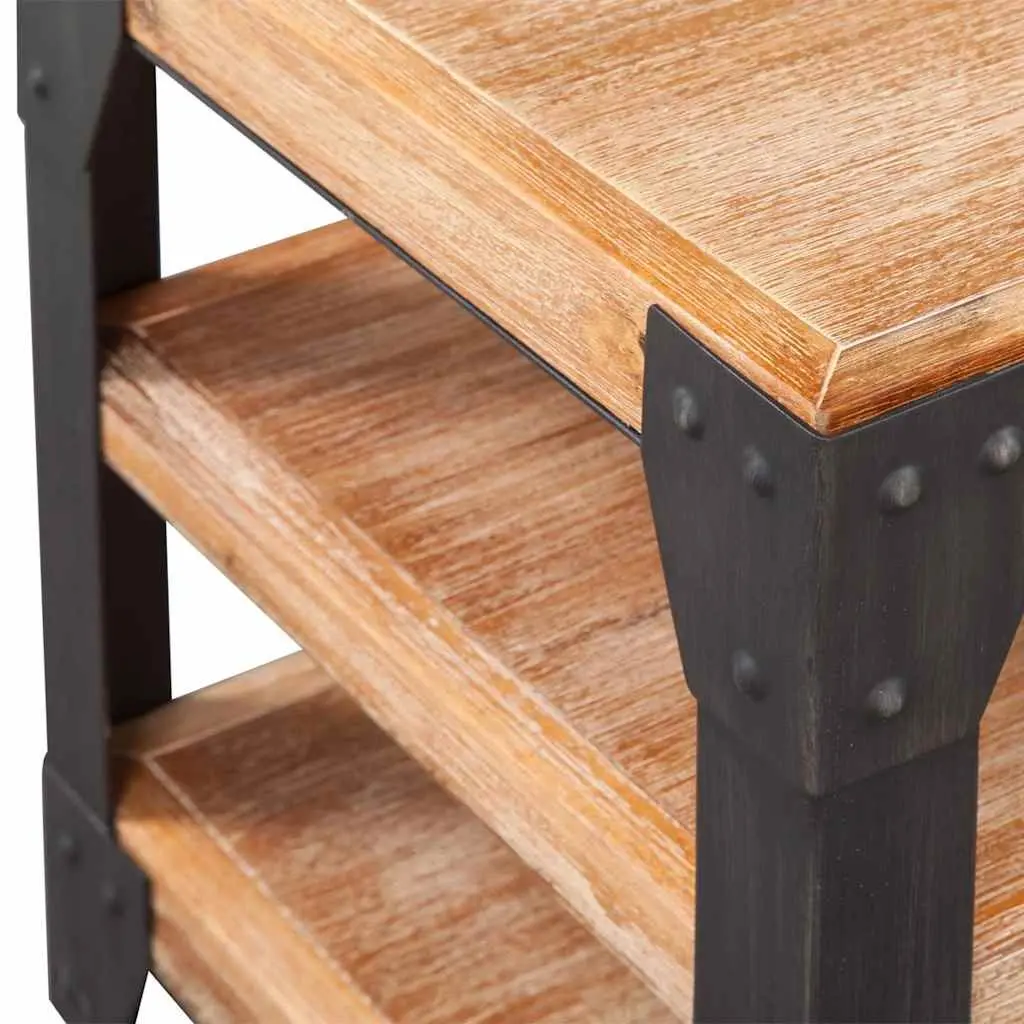 TV Stand Solid Wood Brown Living Room Entertainment Storage Unit 140 x 40 x 45 cm