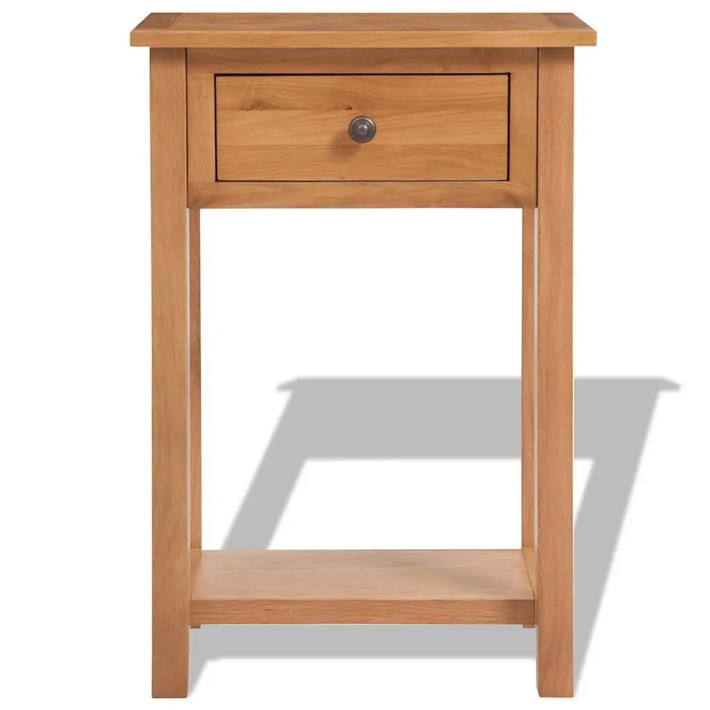 Solid Oak Wood Console Table Compact Hallway Entry Furniture Brown