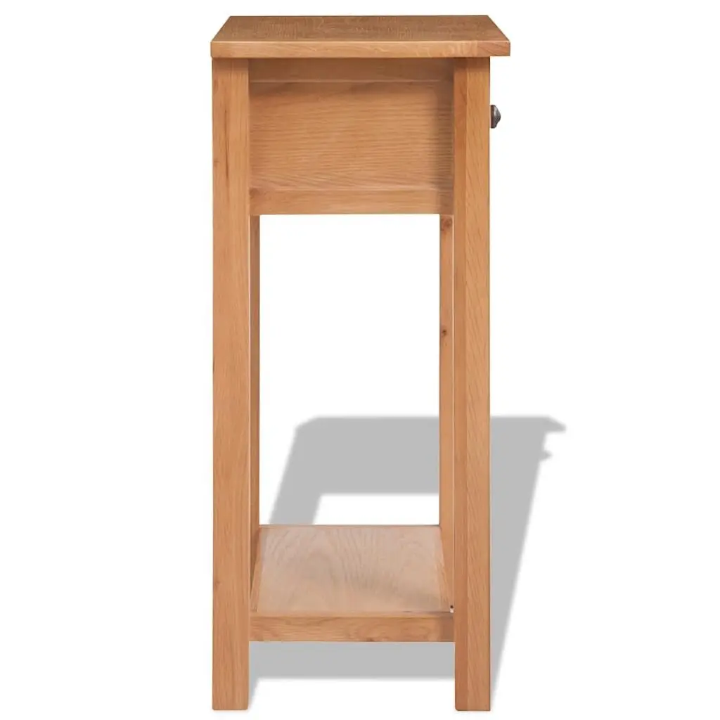 Solid Oak Wood Console Table Compact Hallway Entry Furniture Brown