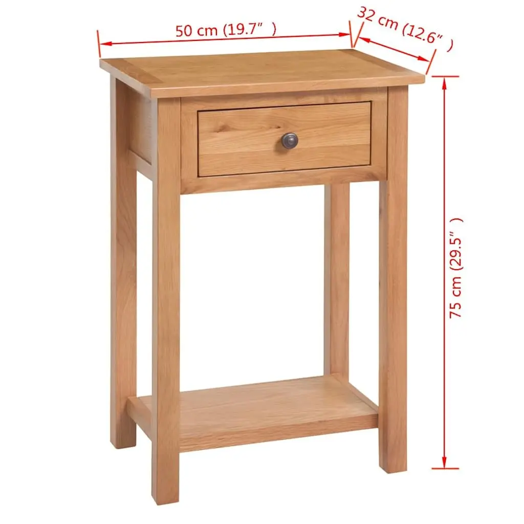 Solid Oak Wood Console Table Compact Hallway Entry Furniture Brown