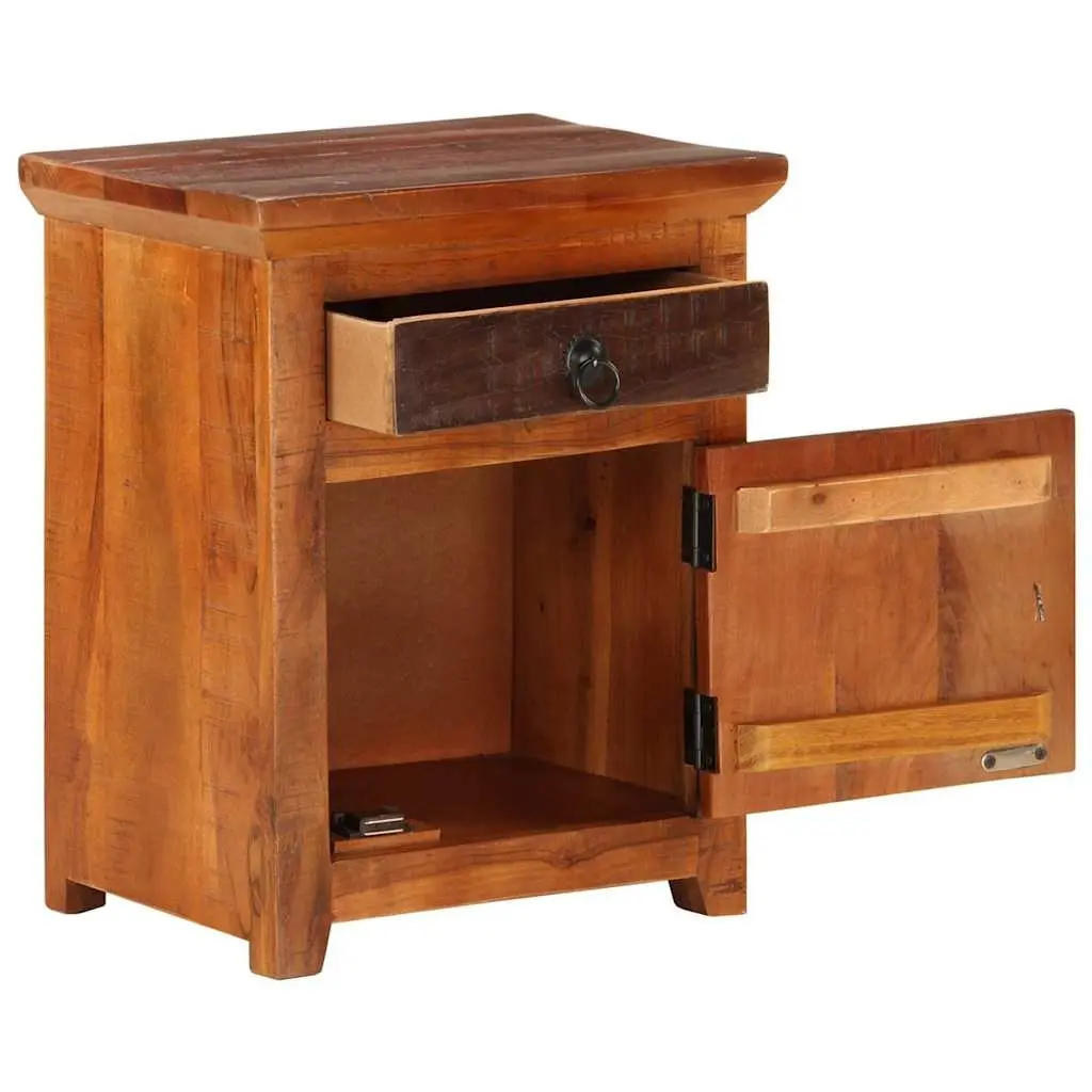 Bedside Table Solid Acacia Reclaimed Wood Nightstand with Drawer Cabinet Storage Brown