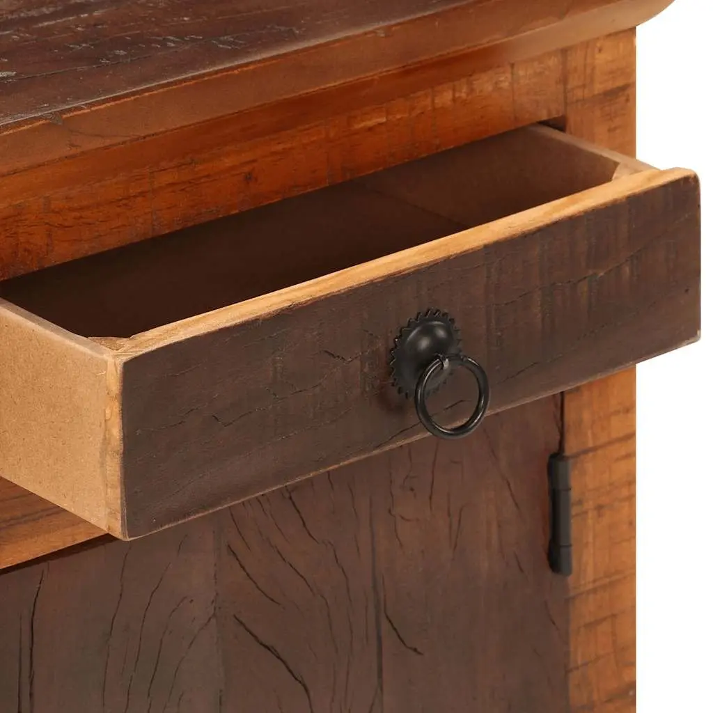 Bedside Table Solid Acacia Reclaimed Wood Nightstand with Drawer Cabinet Storage Brown