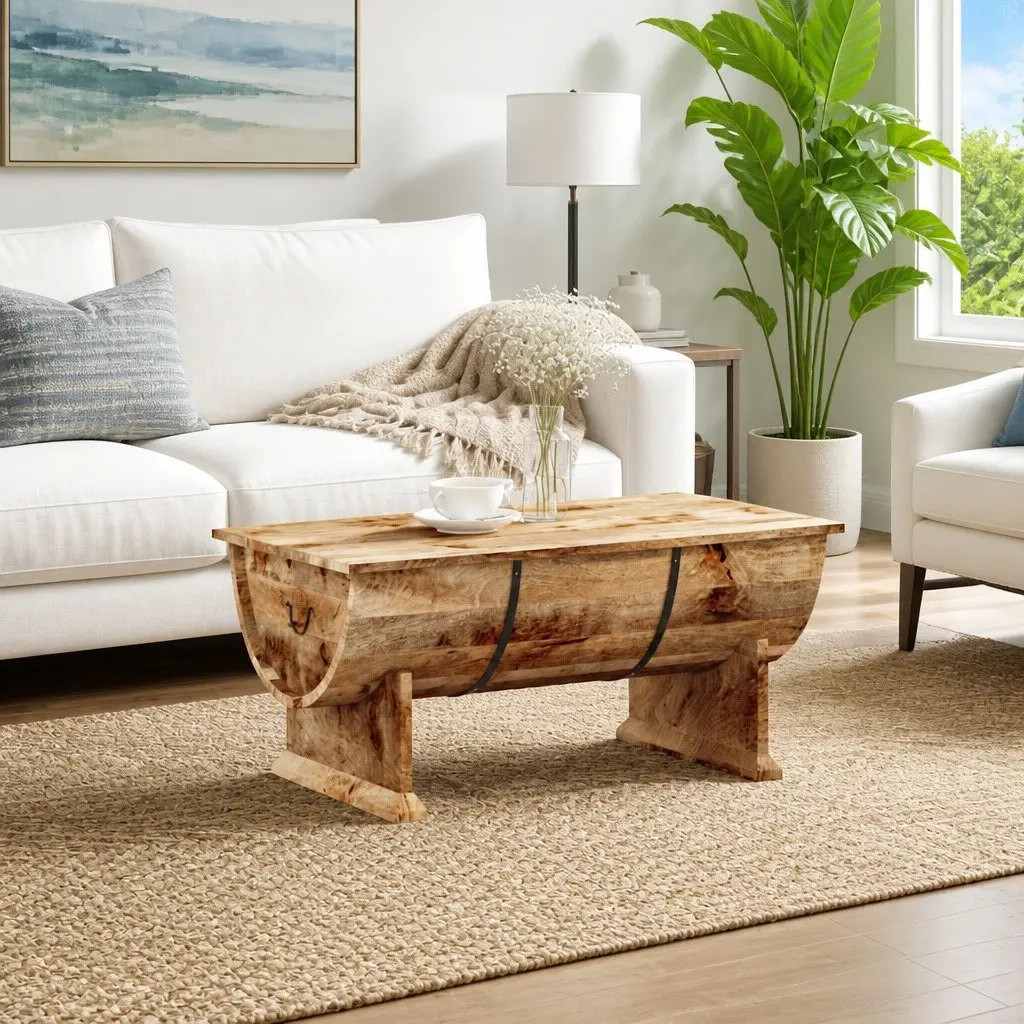 Handmade Mango Wood Coffee Table with Storage