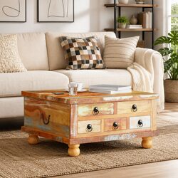 Quality Reclaimed Wood Coffee Table with Ample Storage