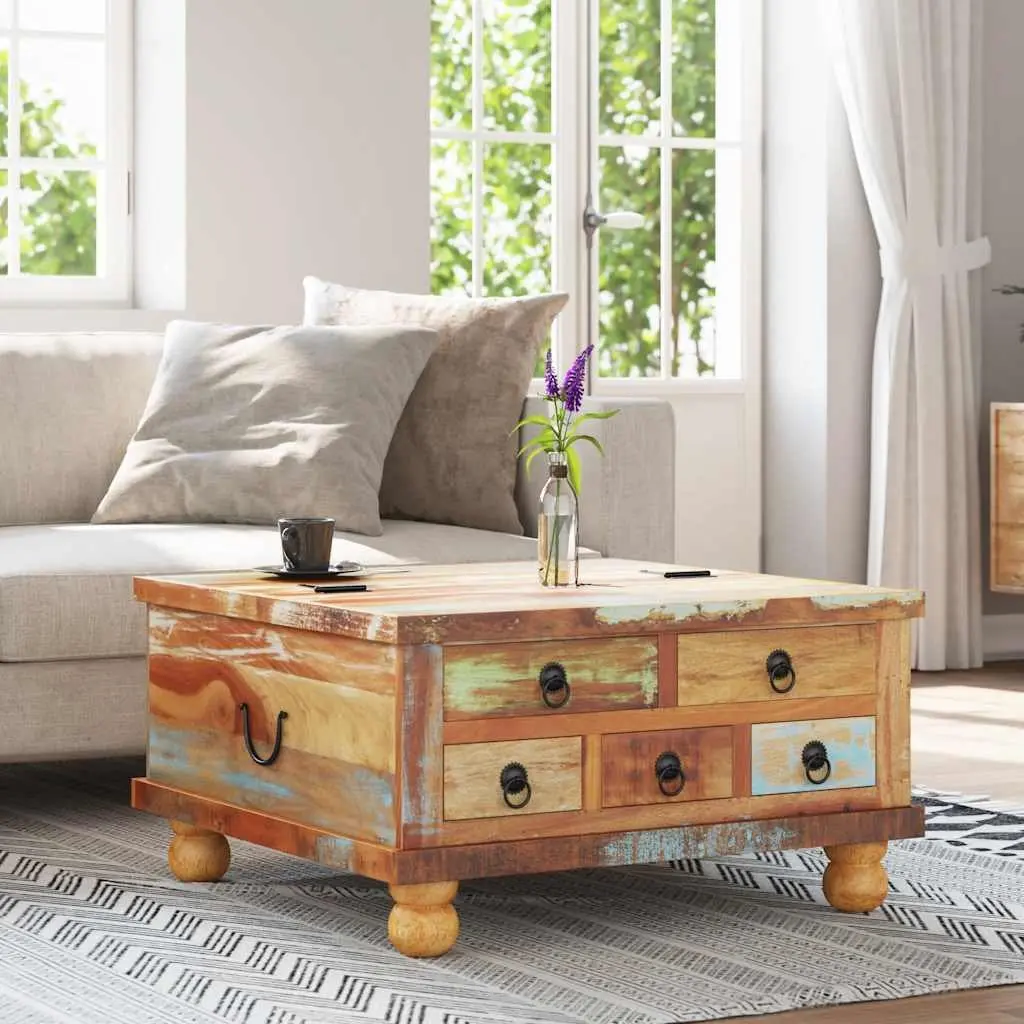 Reclaimed Wood Coffee Table with Ample Storage