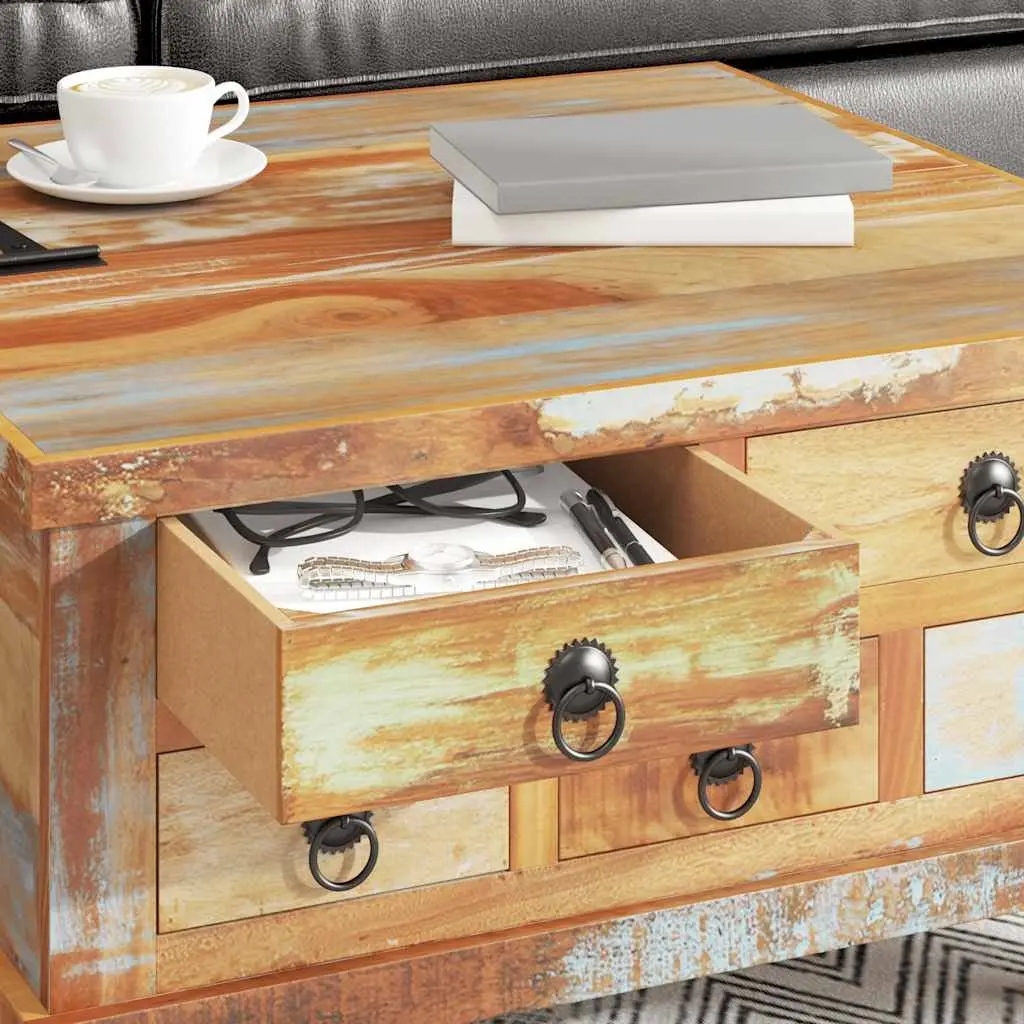 Reclaimed Wood Coffee Table with Ample Storage