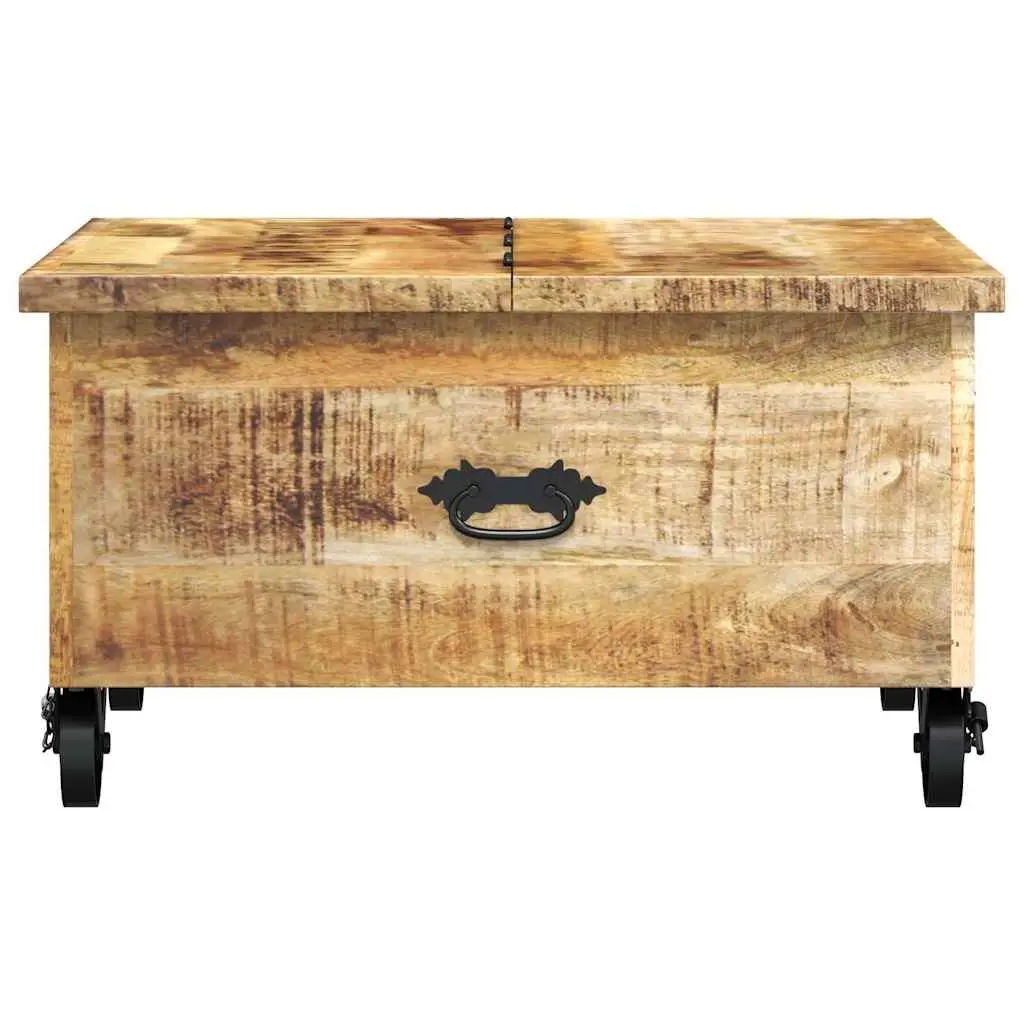 Industrial Wooden Coffee Table with Drawers Mango Wood Accent Living Room
