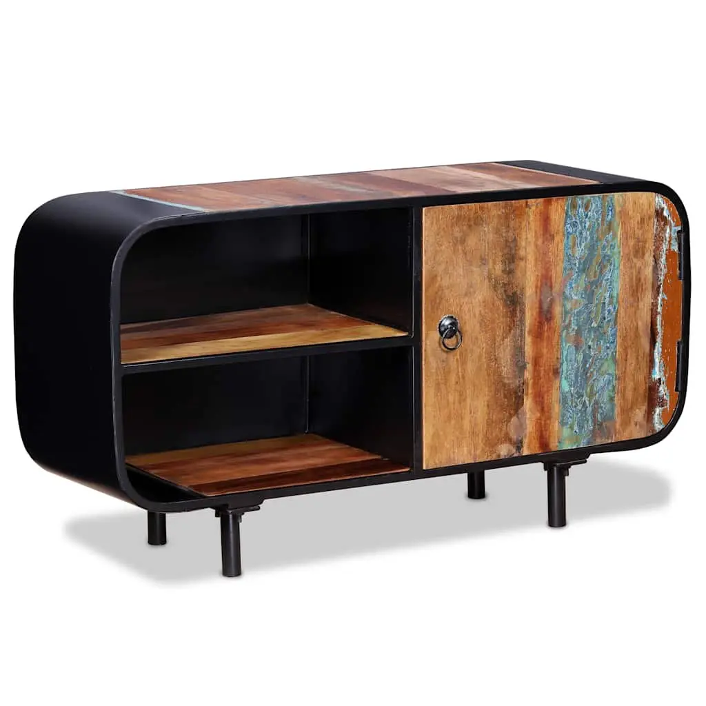 Industrial Lowboard TV Cabinet Reclaimed Wood 90x30x48cm Rustic Brown Storage Unit
