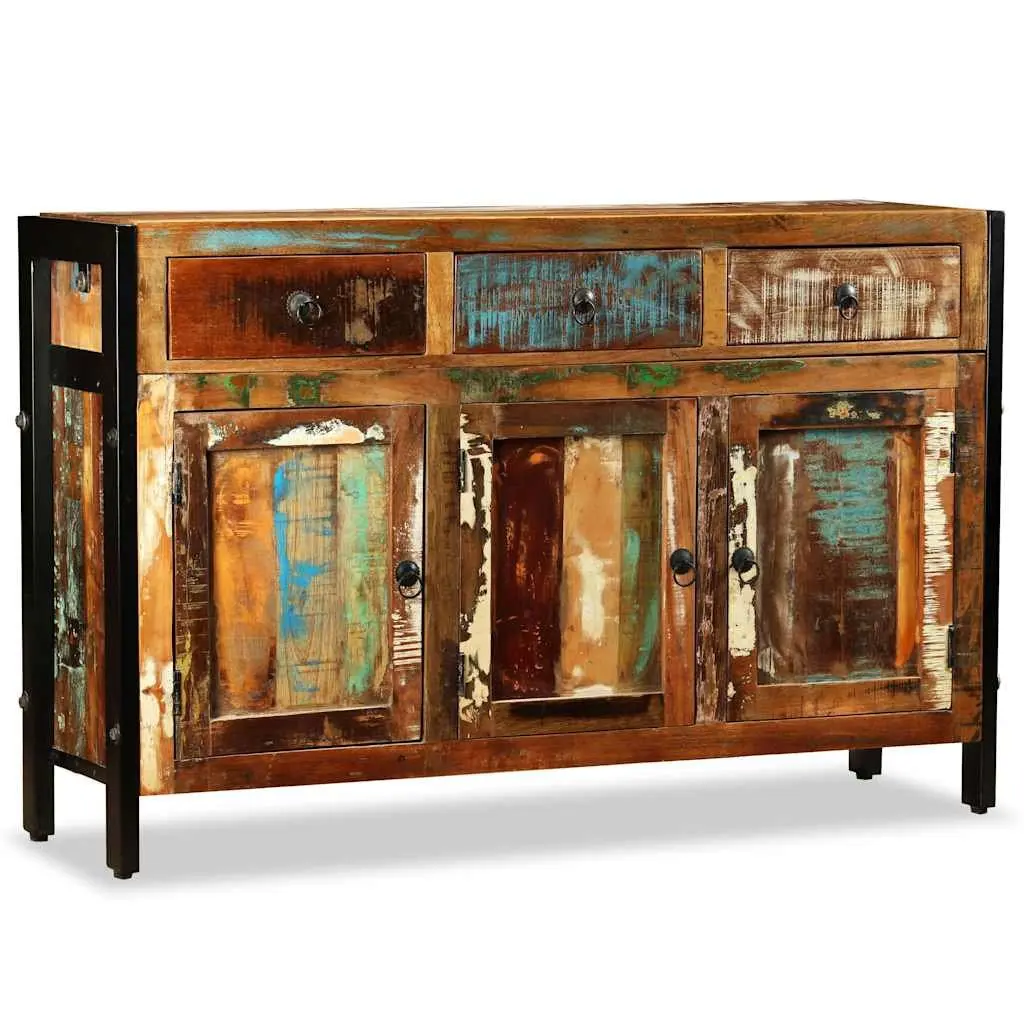 Sideboard Storage Solid Reclaimed Wood 120x35x76cm Brown Buffet Cabinet 3 Drawers
