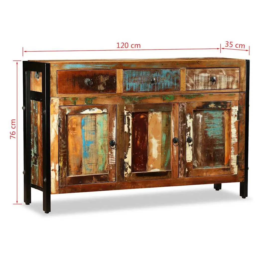 Sideboard Storage Solid Reclaimed Wood 120x35x76cm Brown Buffet Cabinet 3 Drawers
