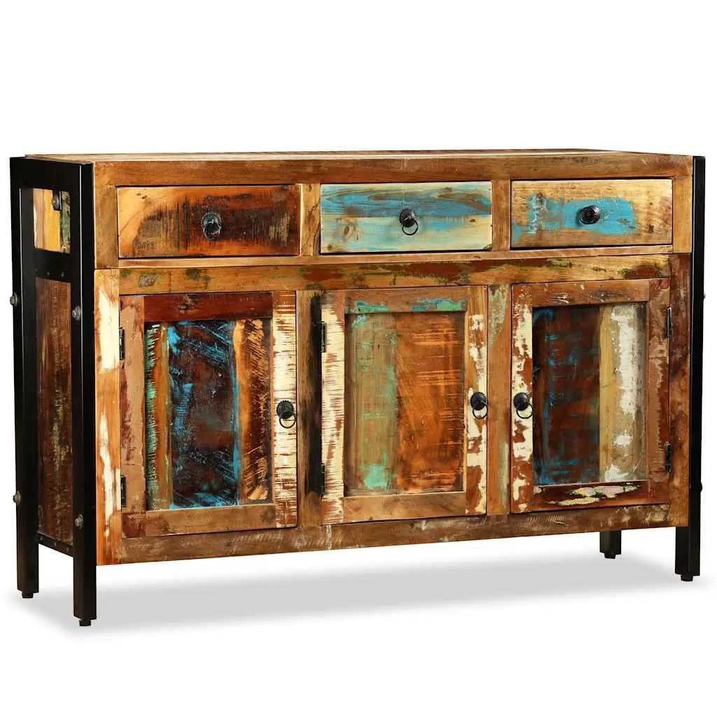 Sideboard Storage Solid Reclaimed Wood 120x35x76cm Brown Buffet Cabinet 3 Drawers