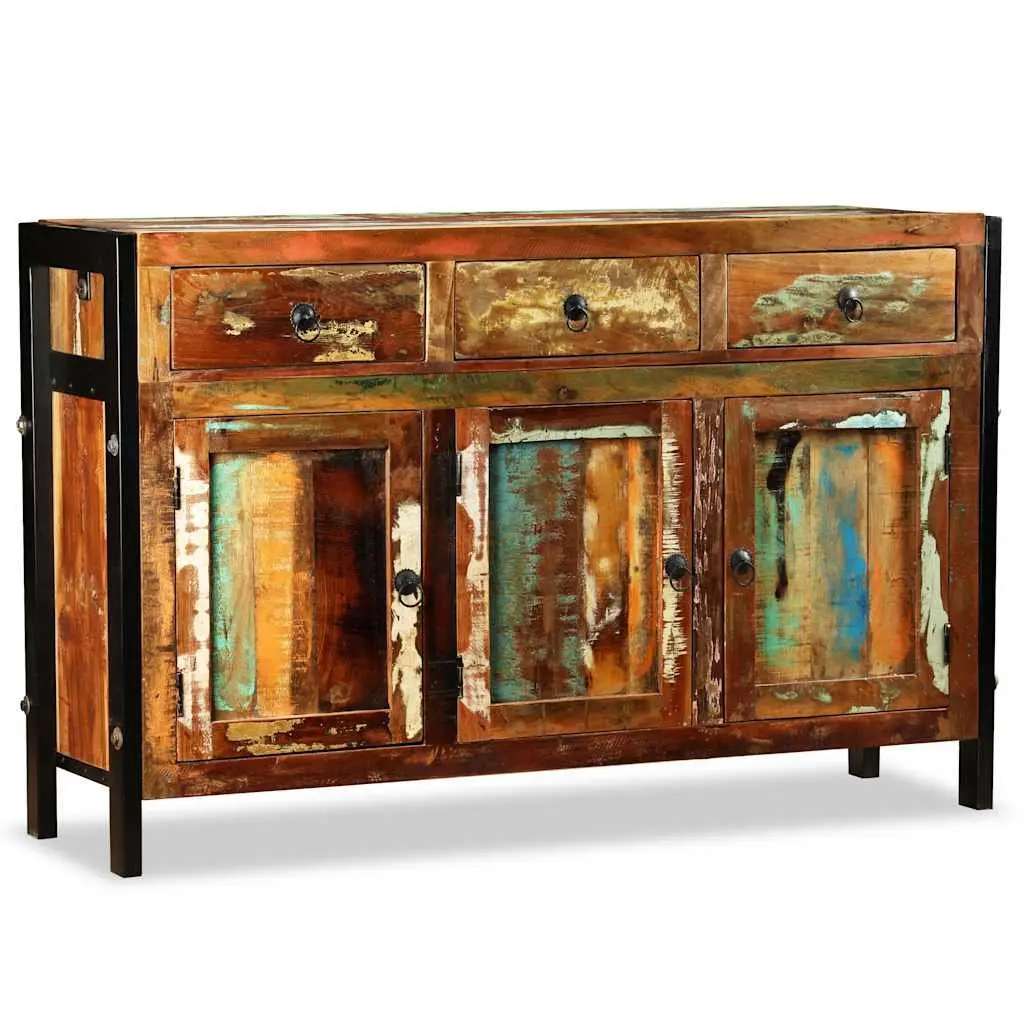 Sideboard Storage Solid Reclaimed Wood 120x35x76cm Brown Buffet Cabinet 3 Drawers