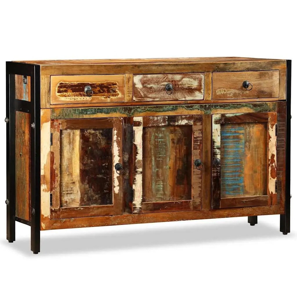 Sideboard Storage Solid Reclaimed Wood 120x35x76cm Brown Buffet Cabinet 3 Drawers