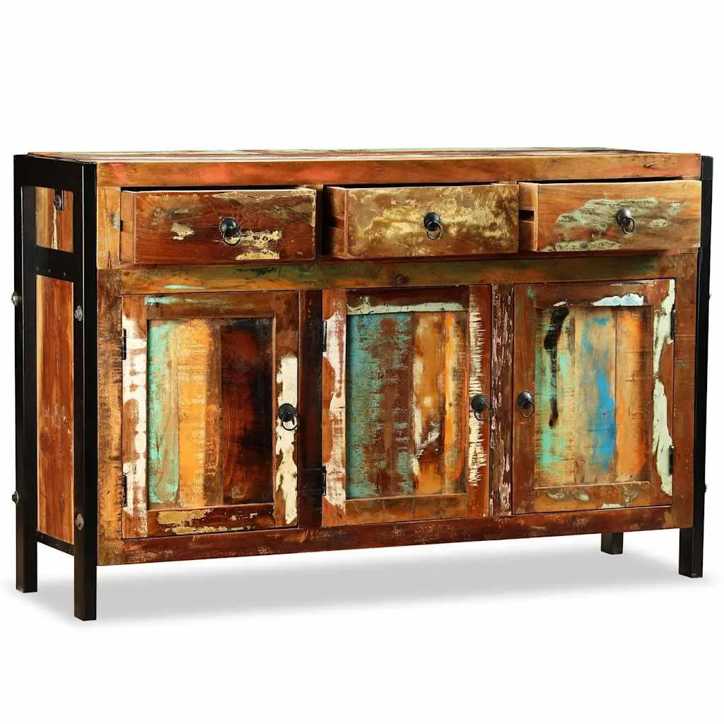 Sideboard Storage Solid Reclaimed Wood 120x35x76cm Brown Buffet Cabinet 3 Drawers