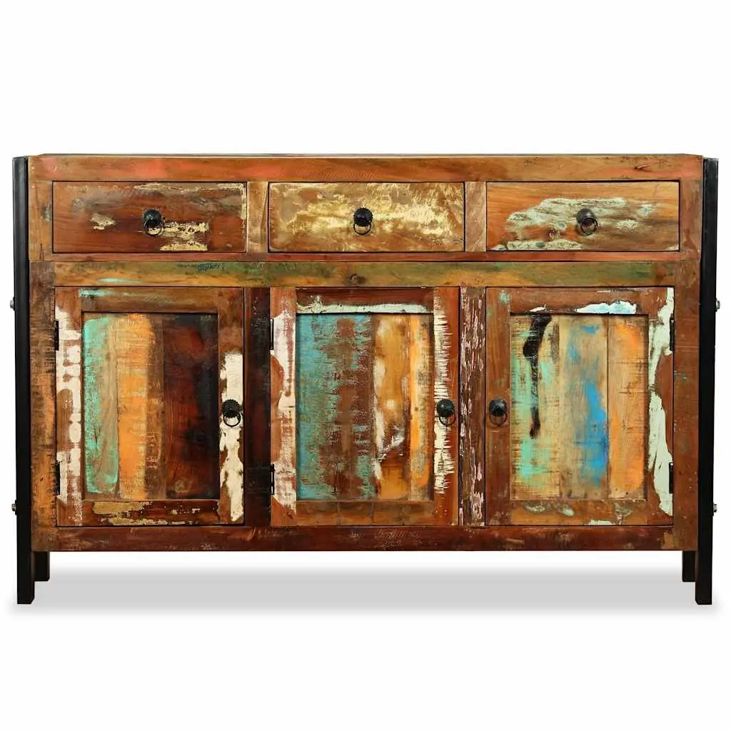 Sideboard Storage Solid Reclaimed Wood 120x35x76cm Brown Buffet Cabinet 3 Drawers