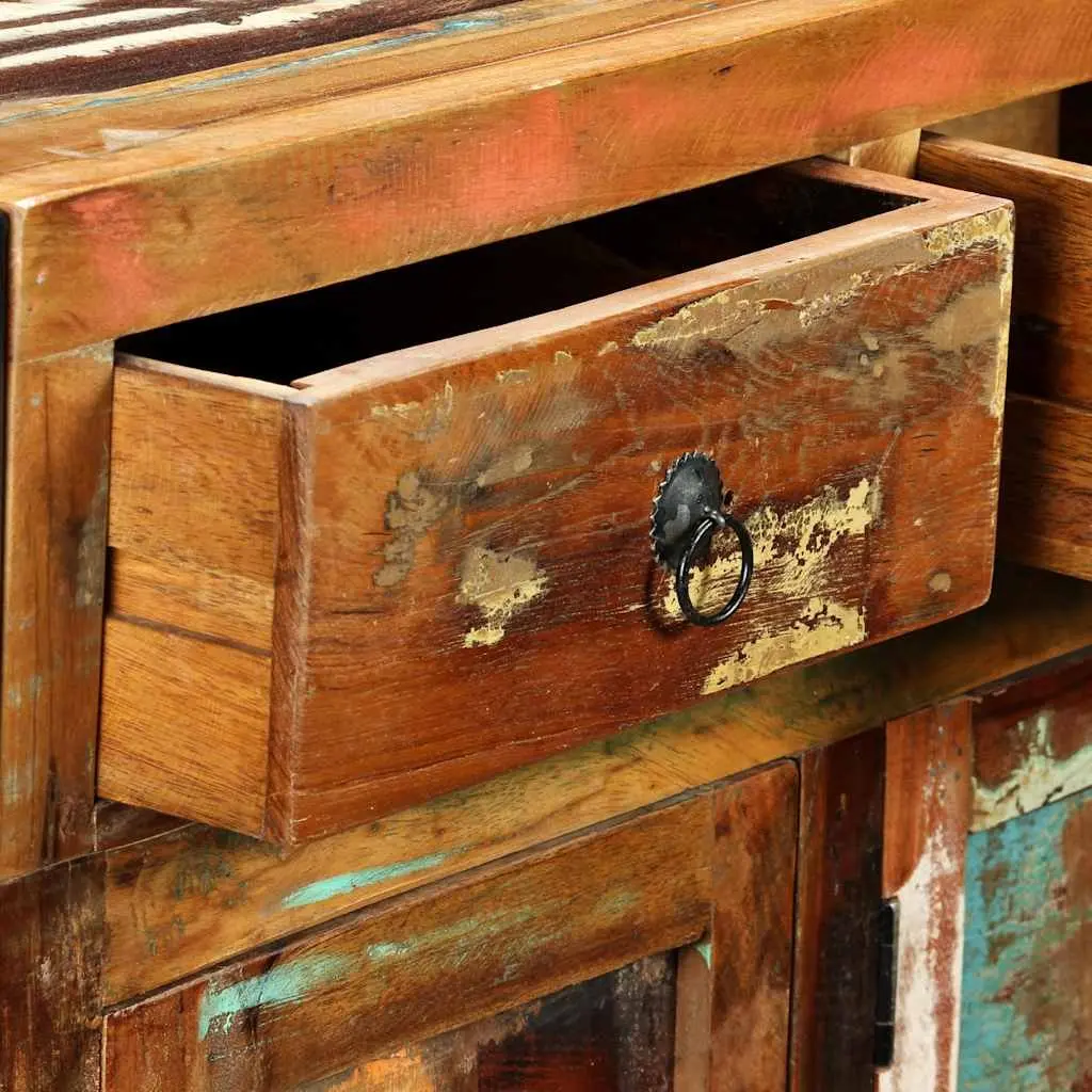 Sideboard Storage Solid Reclaimed Wood 120x35x76cm Brown Buffet Cabinet 3 Drawers