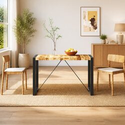 Dining Table Industrial Style Kitchen Mango Wood Brown 120cm Solid Furniture