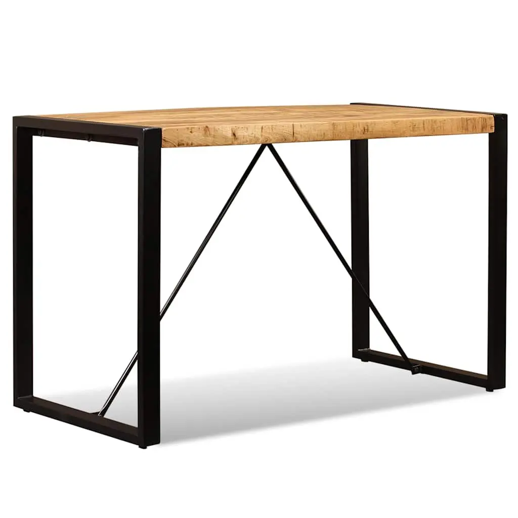 Dining Table Industrial Style 120cm Solid Rough Mango Wood Brown Steel Legs