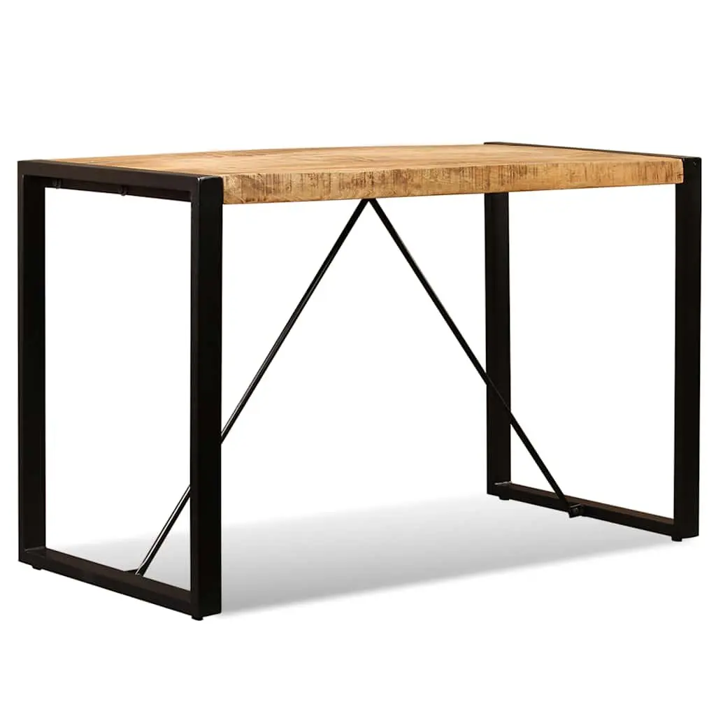 Dining Table Industrial Style 120cm Solid Rough Mango Wood Brown Steel Legs