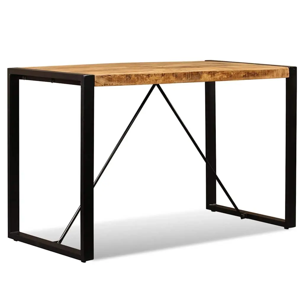Dining Table Industrial Style 120cm Solid Rough Mango Wood Brown Steel Legs