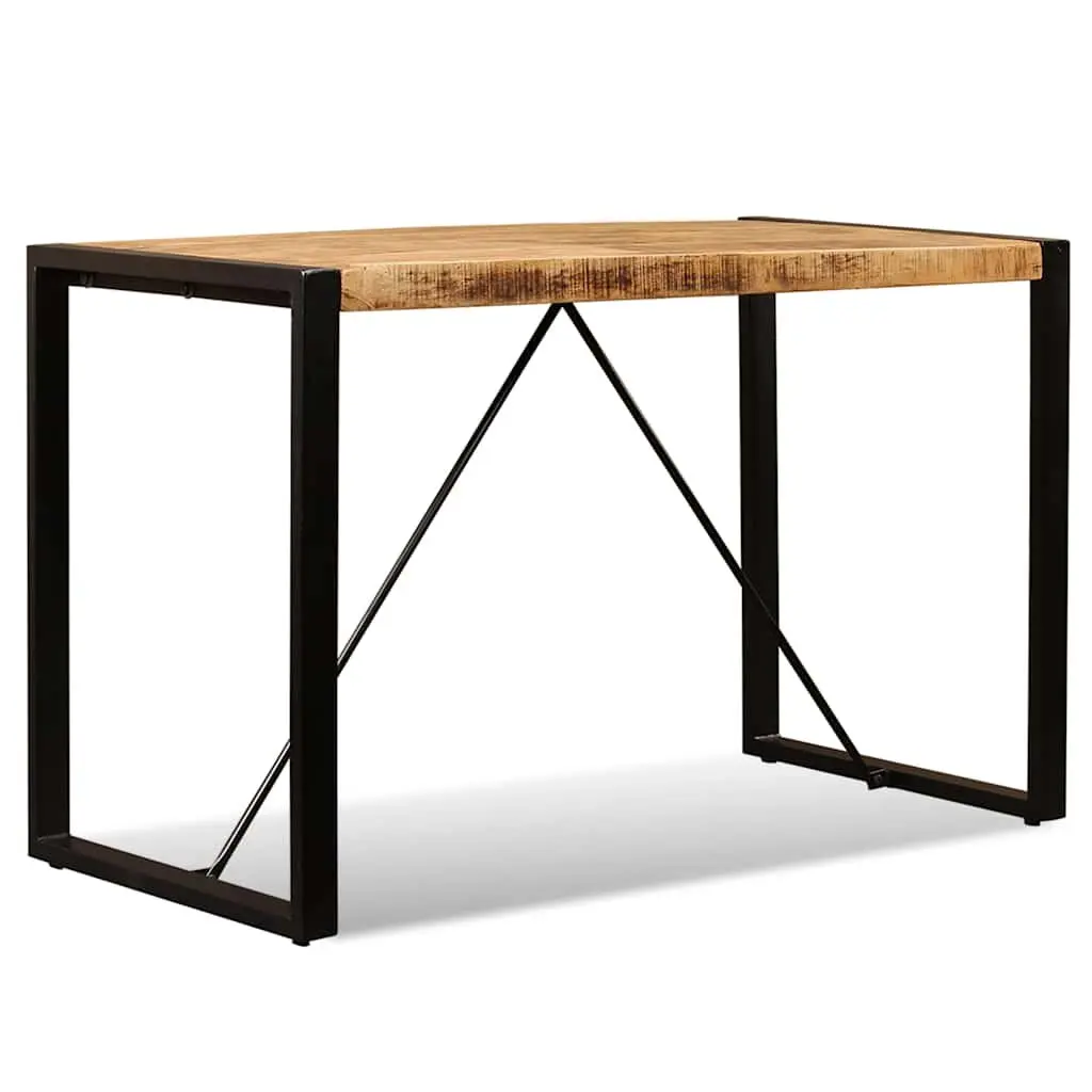 Dining Table Industrial Style 120cm Solid Rough Mango Wood Brown Steel Legs
