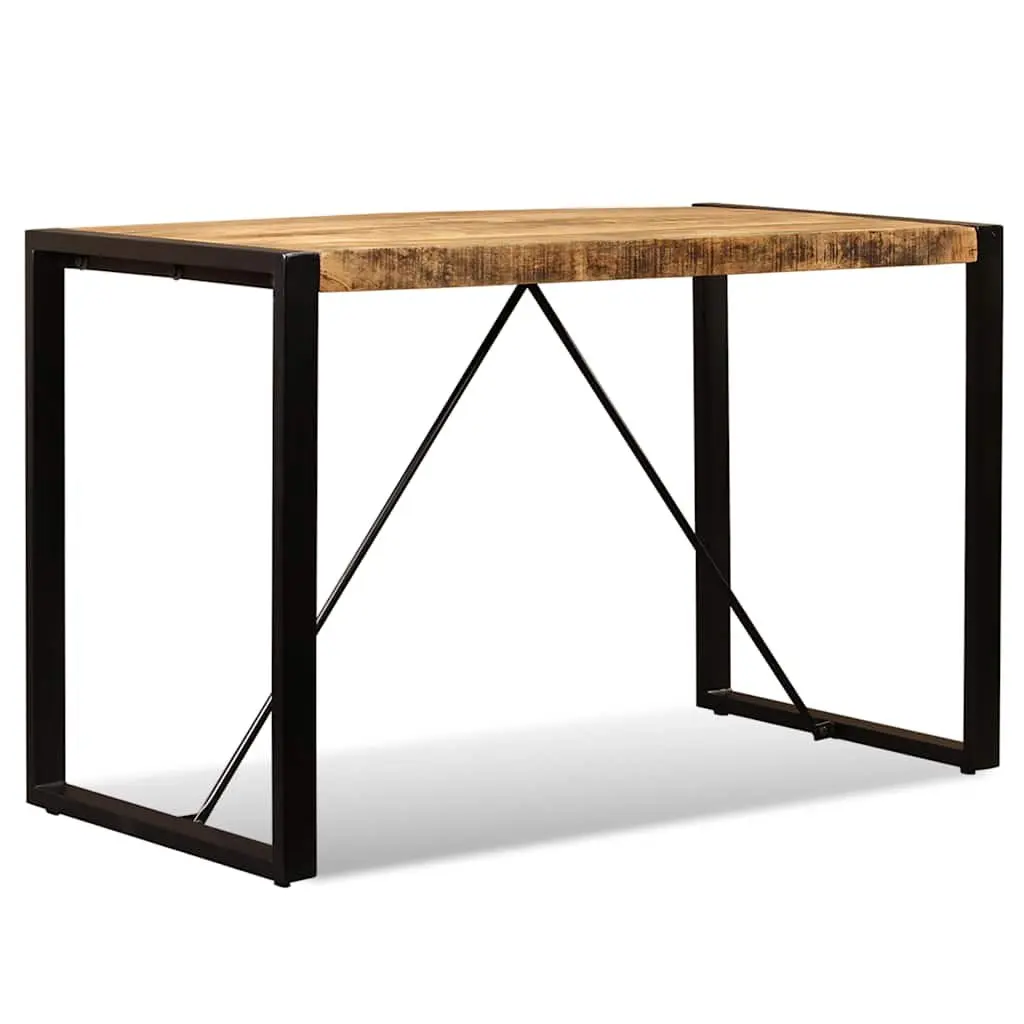 Dining Table Industrial Style 120cm Solid Rough Mango Wood Brown Steel Legs