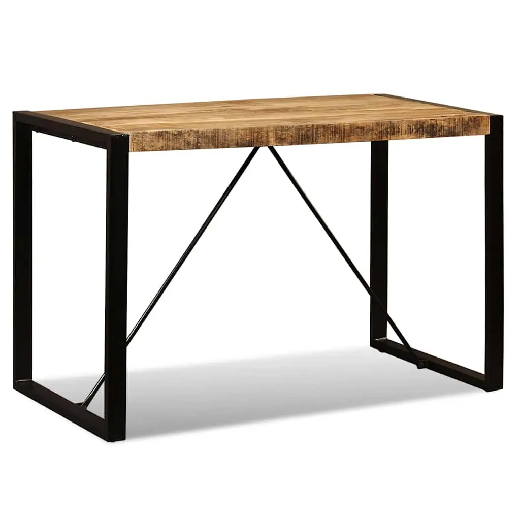 Dining Table Industrial Style 120cm Solid Rough Mango Wood Brown Steel Legs