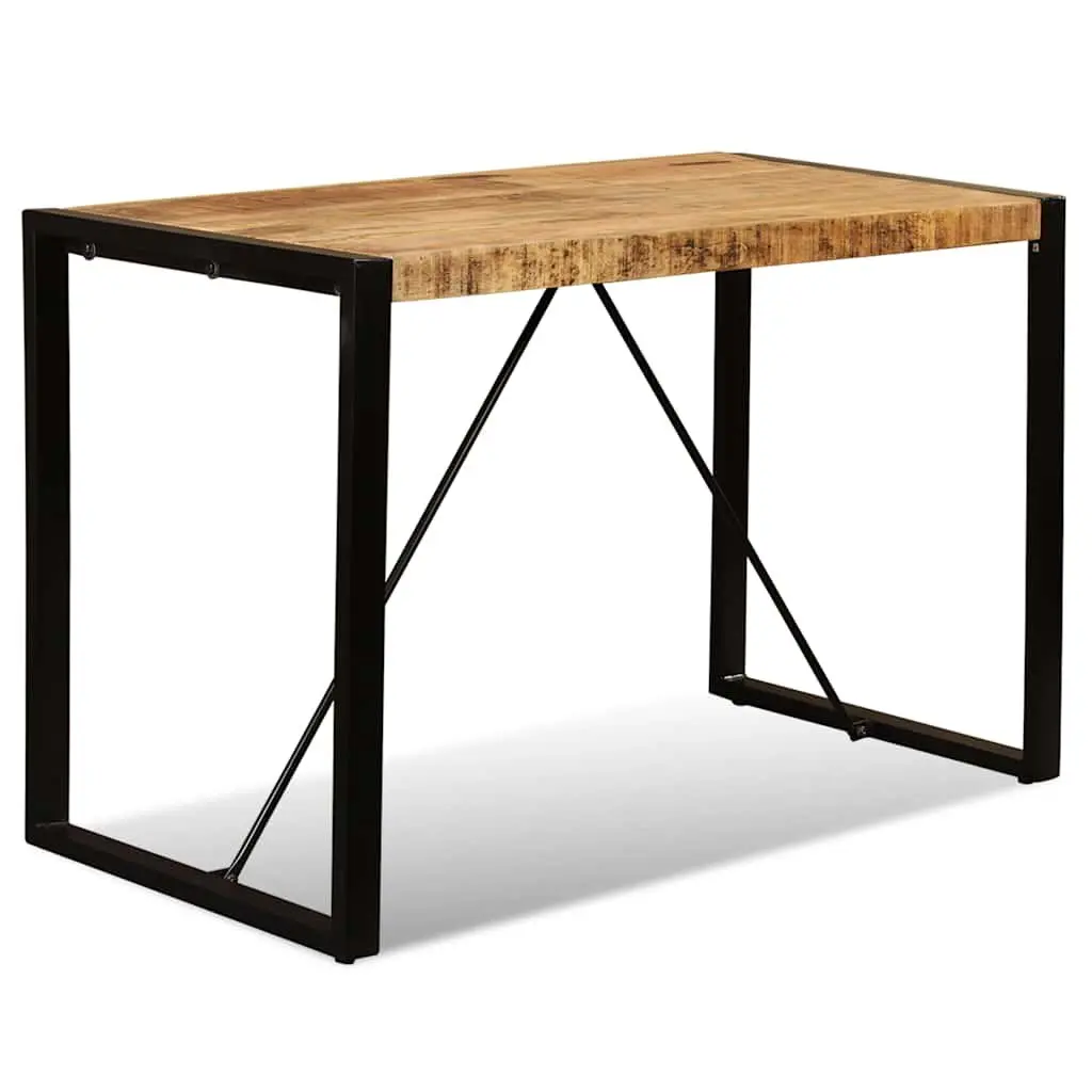 Dining Table Industrial Style 120cm Solid Rough Mango Wood Brown Steel Legs