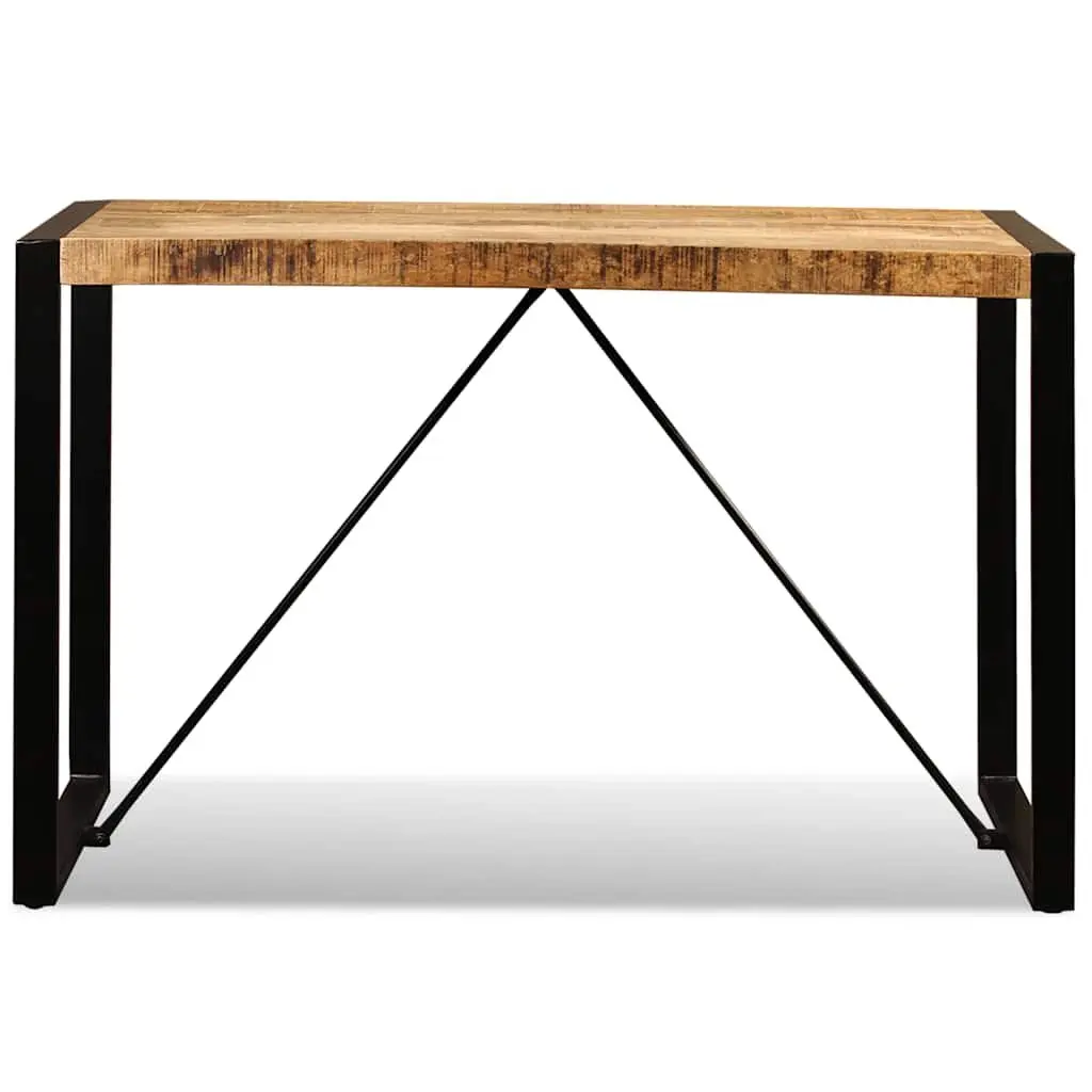 Dining Table Industrial Style 120cm Solid Rough Mango Wood Brown Steel Legs