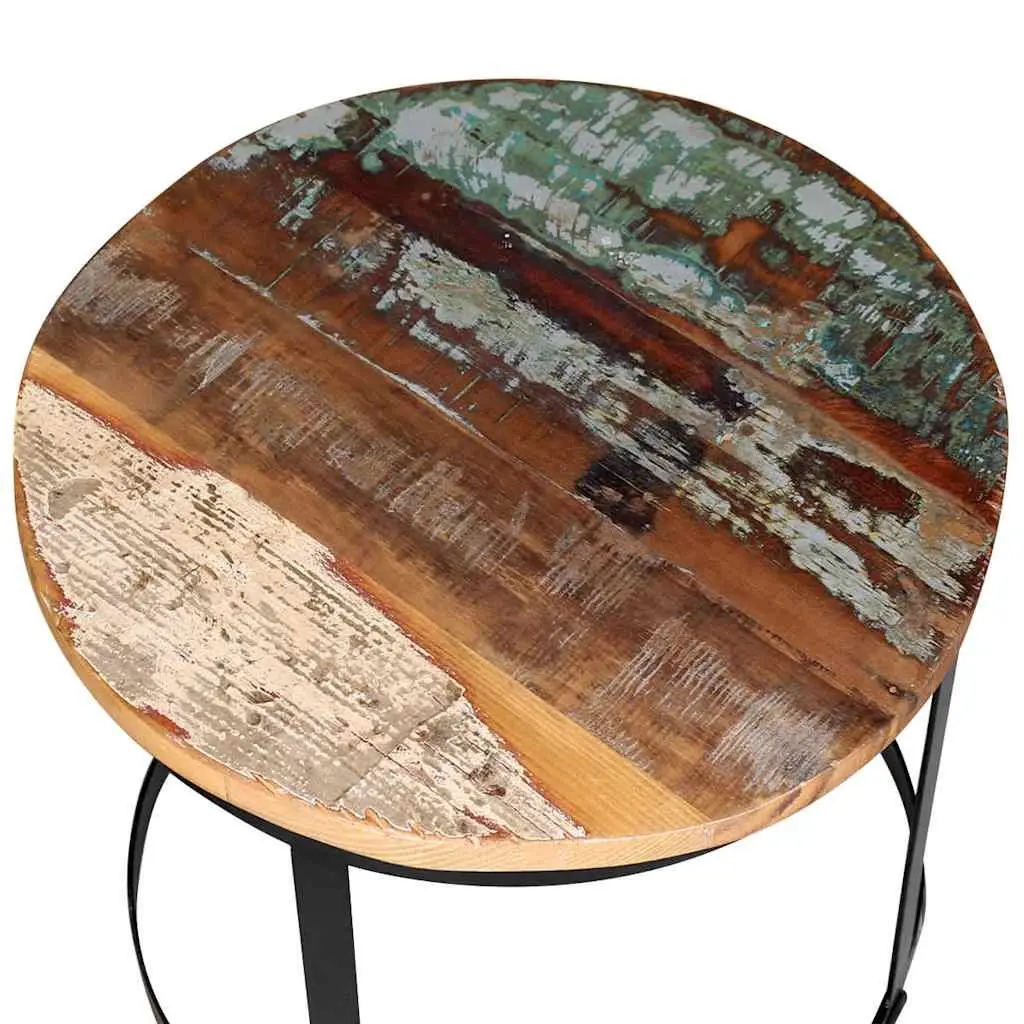 Round Coffee Table Set with Reclaimed Wood