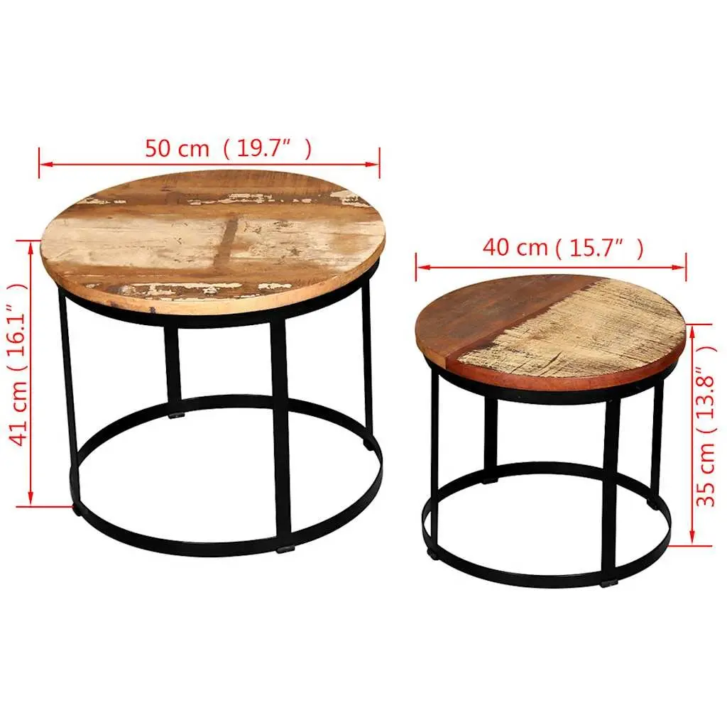 Round Coffee Table Set with Reclaimed Wood