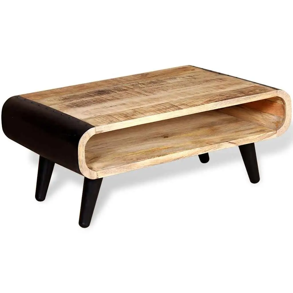 Coffee Table Rough Mango Wood Industrial Vintage Style Living Room Furniture