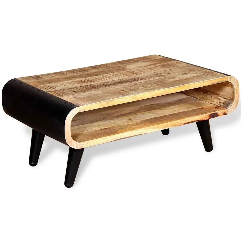 Coffee Table Rough Mango Wood Industrial Vintage Style Living Room Furniture