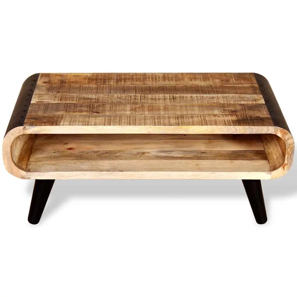 Coffee Table Rough Mango Wood Industrial Vintage Style Living Room Furniture