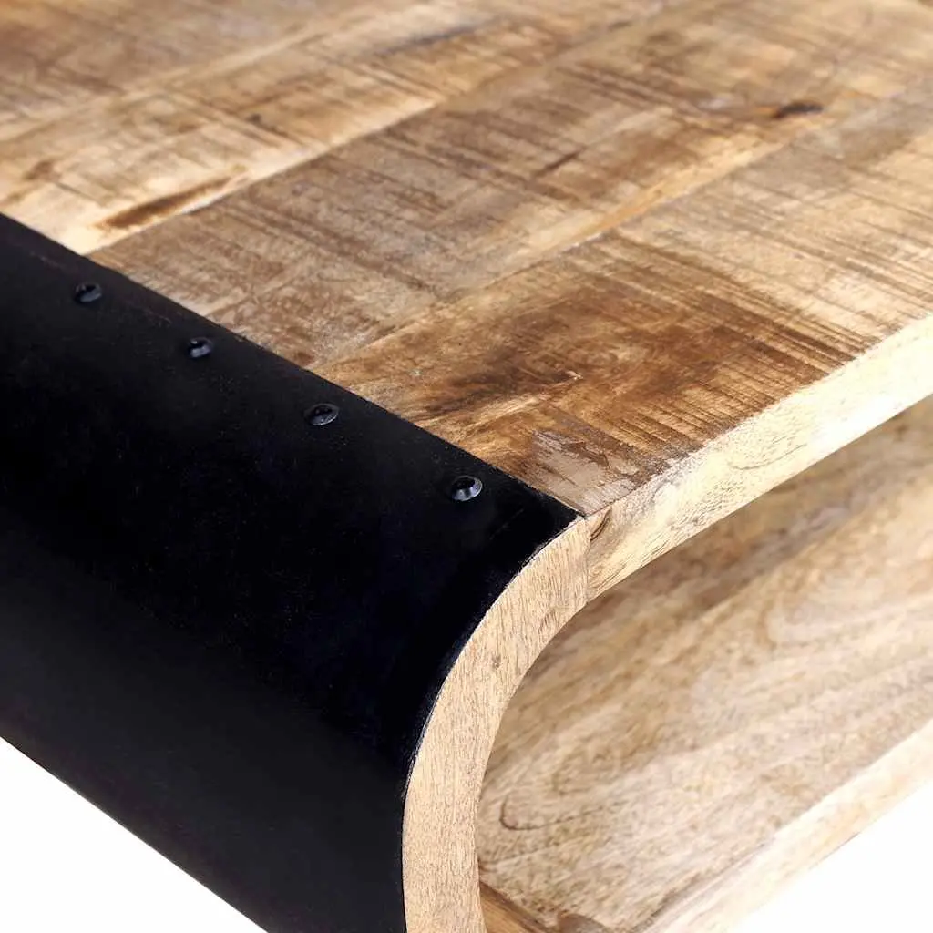 Coffee Table Rough Mango Wood Industrial Vintage Style Living Room Furniture