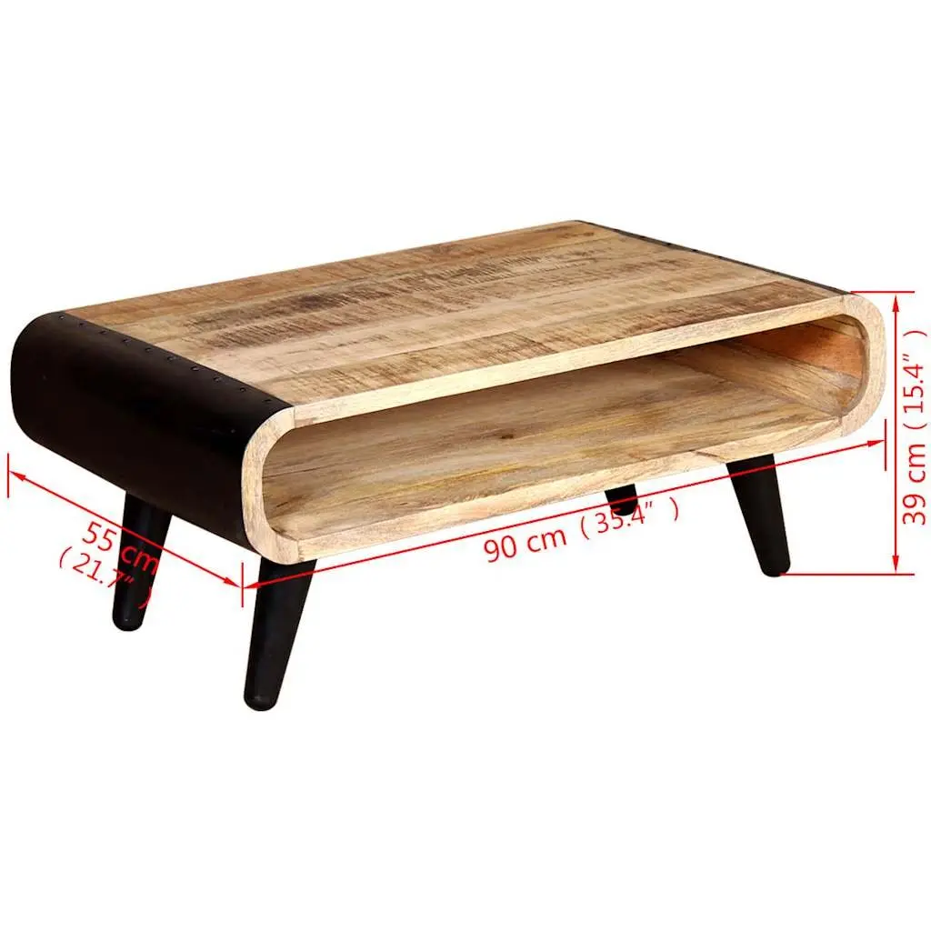 Coffee Table Rough Mango Wood Industrial Vintage Style Living Room Furniture