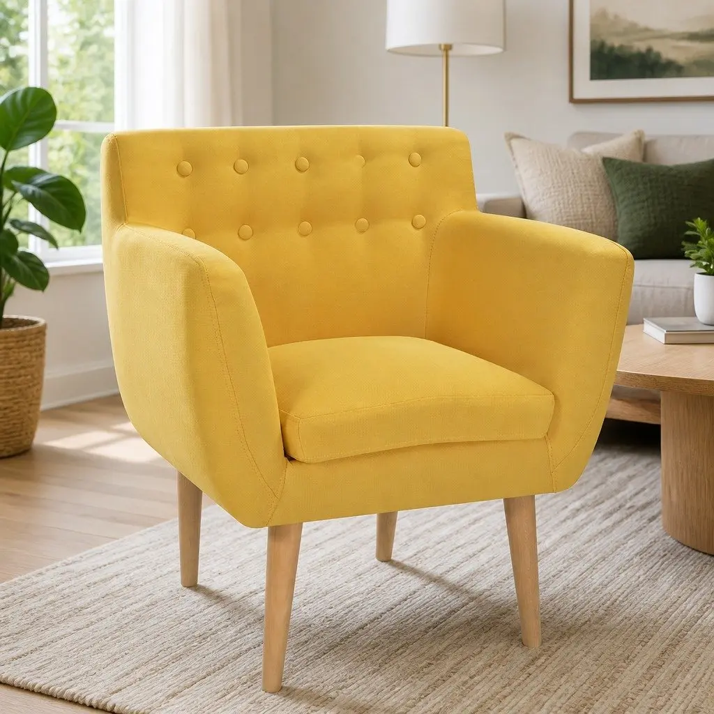 Yellow Fabric Armchair