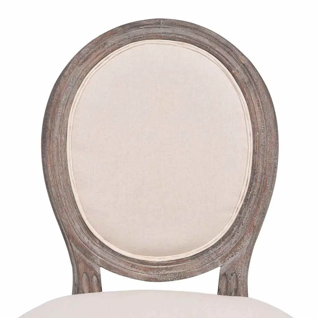 Dining Chairs Cream Fabric Padded Seat 2 pcs Wooden Legs