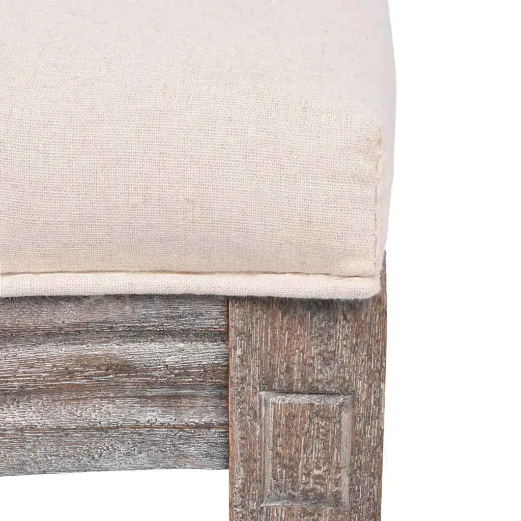Dining Chairs Cream Fabric Padded Seat 2 pcs Wooden Legs