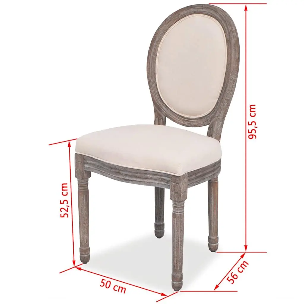 Dining Chairs Cream Fabric Padded Seat 2 pcs Wooden Legs