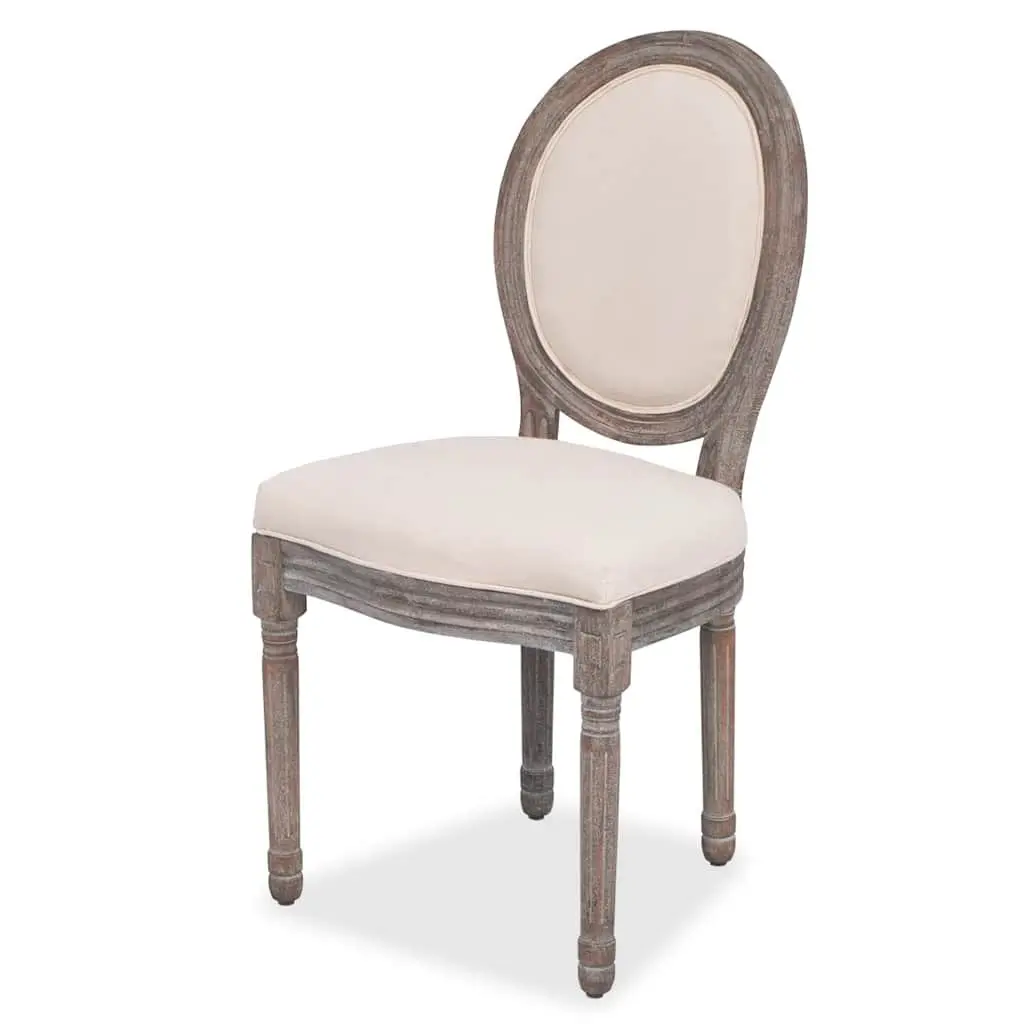 Cream Linen Dining Chairs Set of 4 with Foam Padding