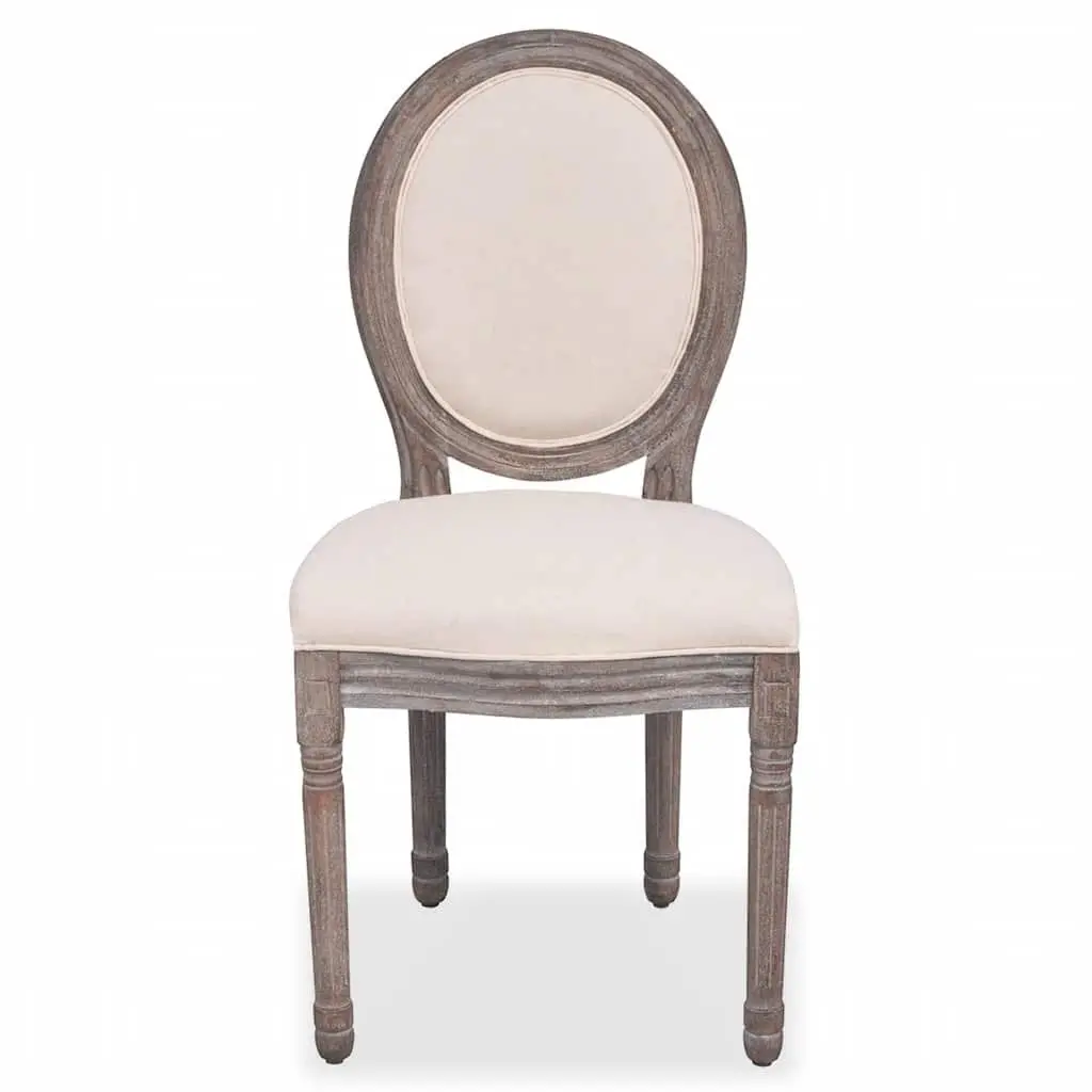 Cream Linen Dining Chairs Set of 4 with Foam Padding